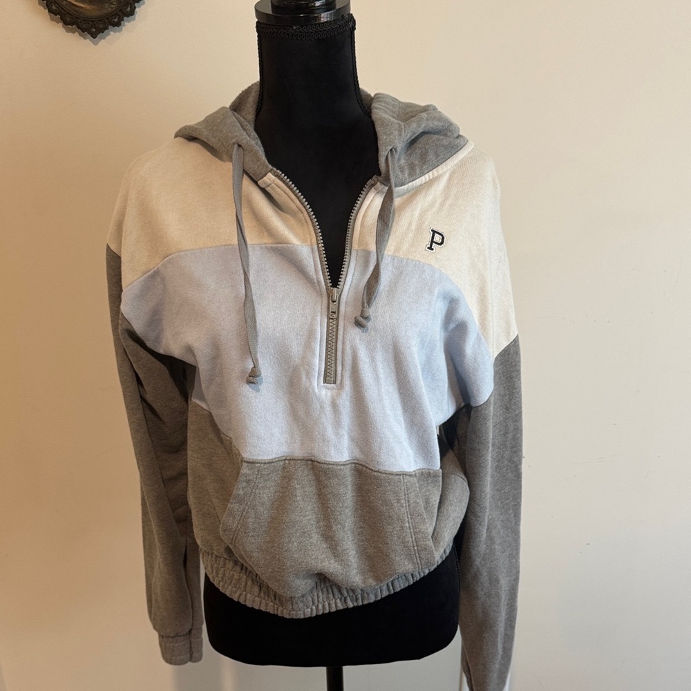 PINK Victoria's Secret Gray and Cream Zip Up Jacket